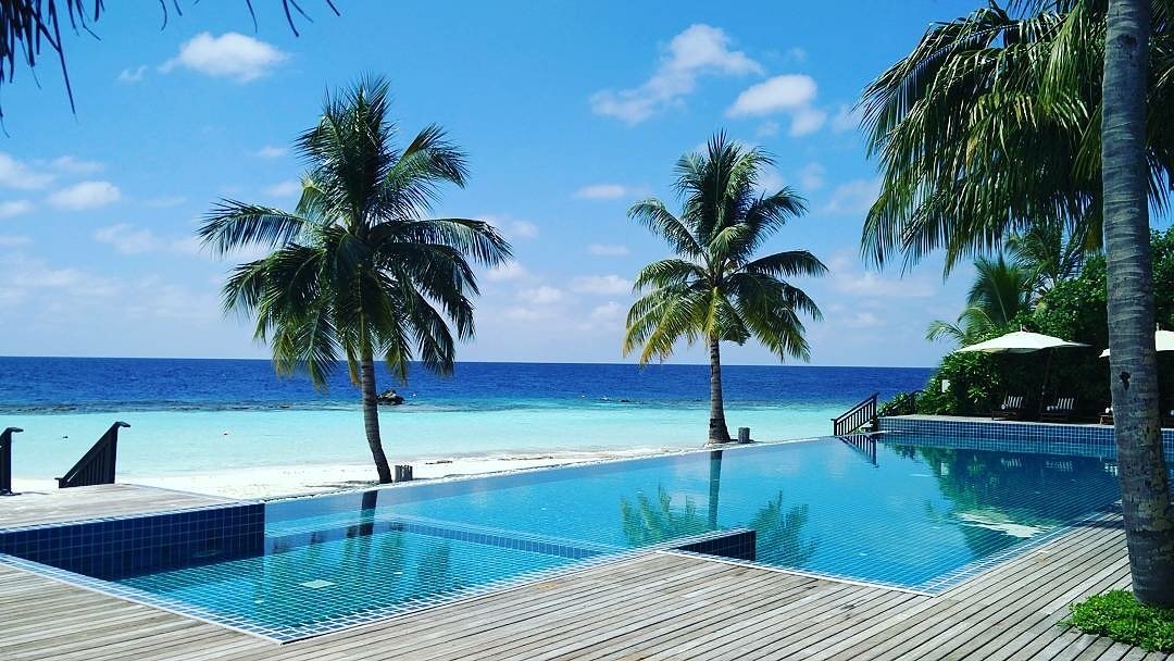 Quite the view from our Pool & Bar. Are you joining us for a cocktail? 🍹🌴☀️ Credit to @OutriggerMV  #OutriggerMaldives #OutriggerResorts