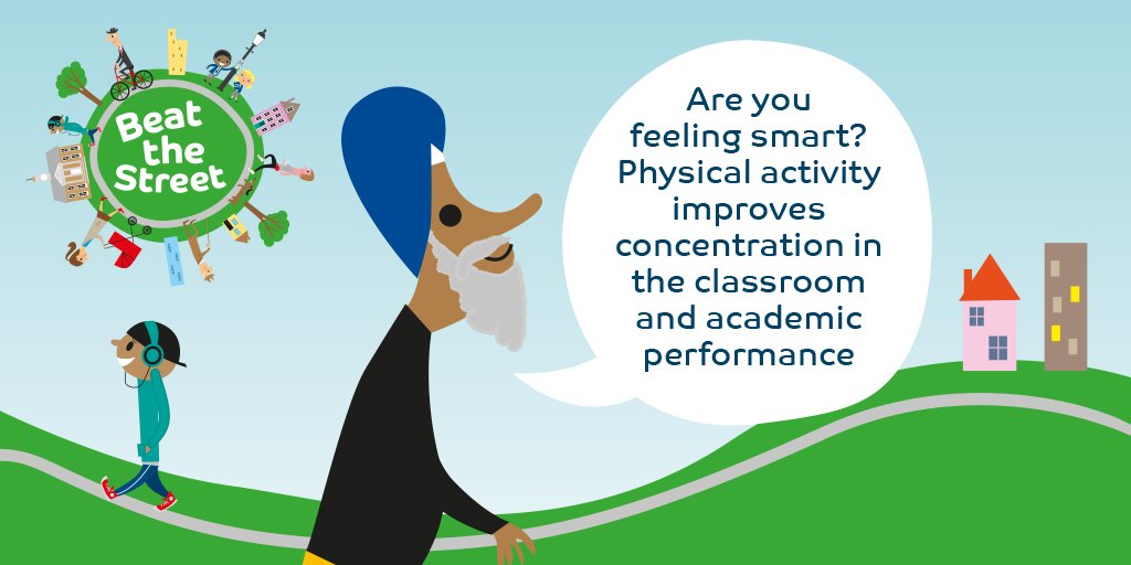 BTSCLS's tweet image. Feeling clever? Walking to school or work can improve concentration! Keep walking this week! #beatthestreet