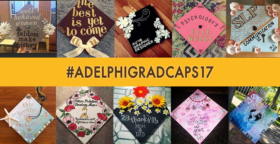 AdelphiU's tweet image. We love seeing the creativity of our graduating seniors! Don't forget to share your decorated caps with us using #AdelphiGradCaps17