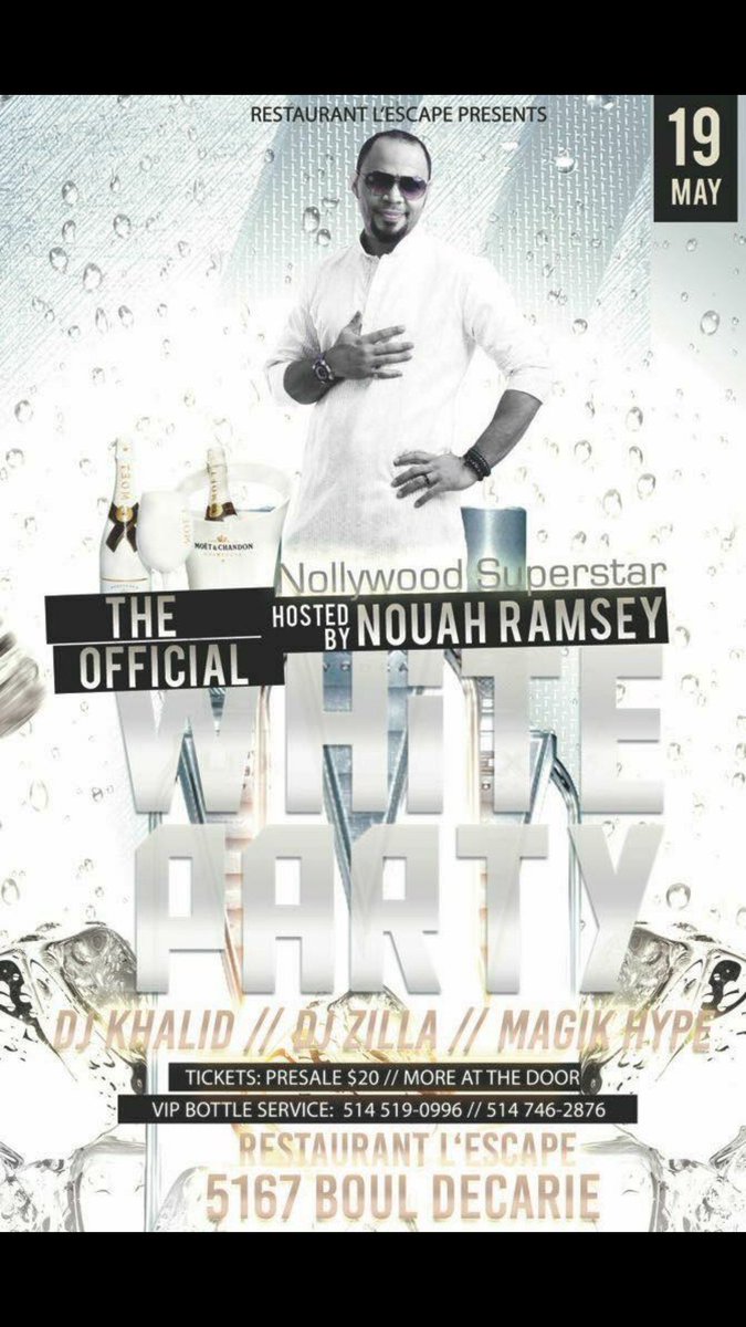 caribbeanhype's tweet photo. THIS FRIDAY !! The WHITE PARTY. Hosted by Nollywood Superstar RAMSEY NOUAH. May 19th  at Restaurant ... https://t.co/Wu5Cu5akYh https://t.co/5zZXSTEoBI