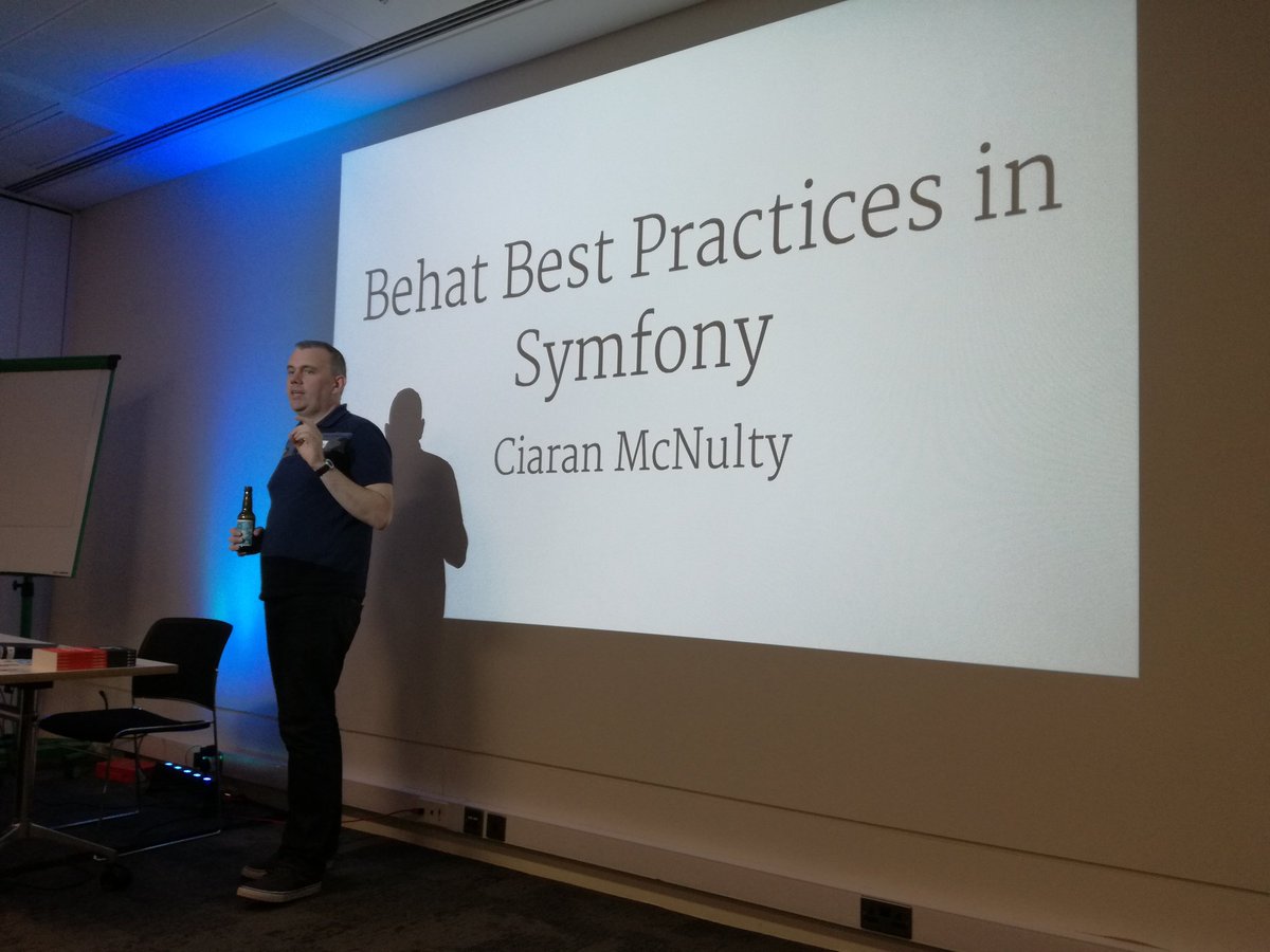msojda's tweet image. .@CiaranMcNulty teaching us about Behat best practices #SymfonyUK