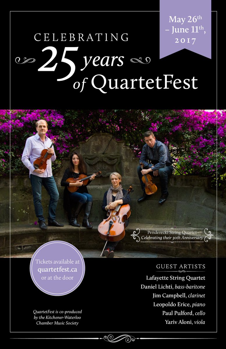PendereckiSQ's tweet image. The first concert is coming in less than two weeks! Save the dates - May 26th to June 11th! @LaurierMusic