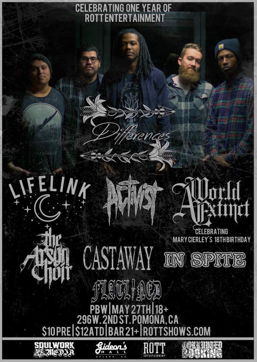 FINAL FLYER, MORE BANDS ADDED, COME VIBE 5/27 🍻 <a href="/Differences_CA/">Differences💧</a> @LifelinkHC <a href="/AWorldExtinct/">A World Extinct</a> <a href="/TheArsonChoir/">The Arson Choir</a> <a href="/castawayca/">CAST AWAY</a> <a href="/InSpiteCA/">In Spite</a> #FLATLINED