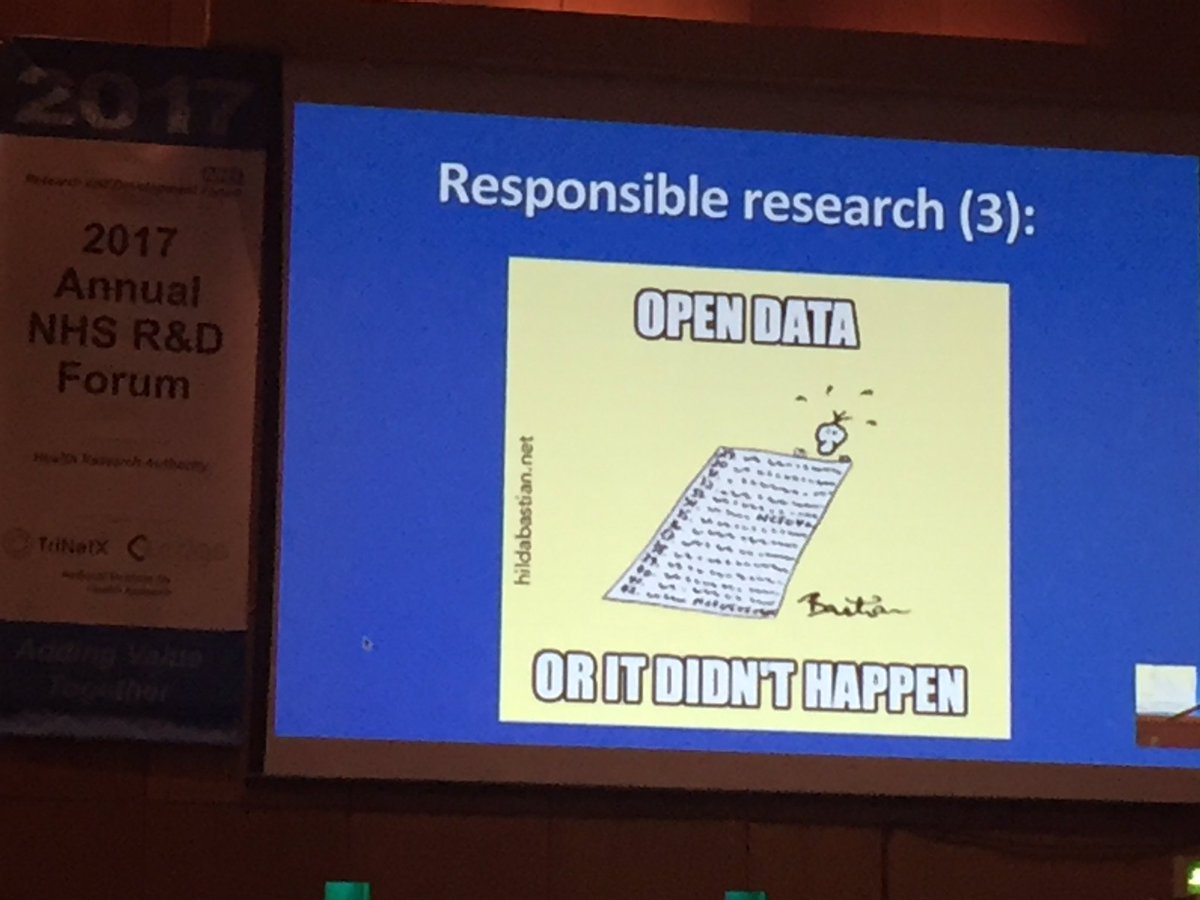 CDDFTRnI's tweet photo. If we don't have open data then it didn't happen wise words from Dr Hilda Bastian @NHSRDForum #WhyWeDoResearch #RDF17 https://t.co/XQuQSYcMH8