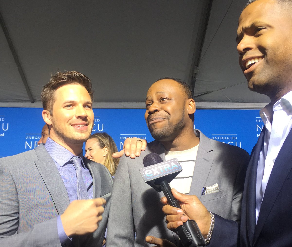 extratv's tweet photo. A little @NBCTimeless talk with these guys! #NBCUpfronts https://t.co/bb1Fs8d15S
