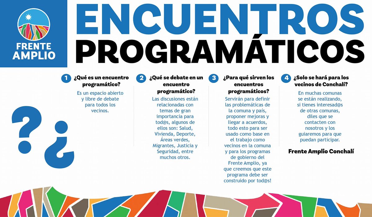FAConchali's tweet photo. ¿Quieres saber qué son los Encuentros programáticos? Pronto tendremos el nuestro en Conchalí, Atentos! 😉
@FrenteAmplioCL @labeasanchez https://t.co/voWkmB33kN