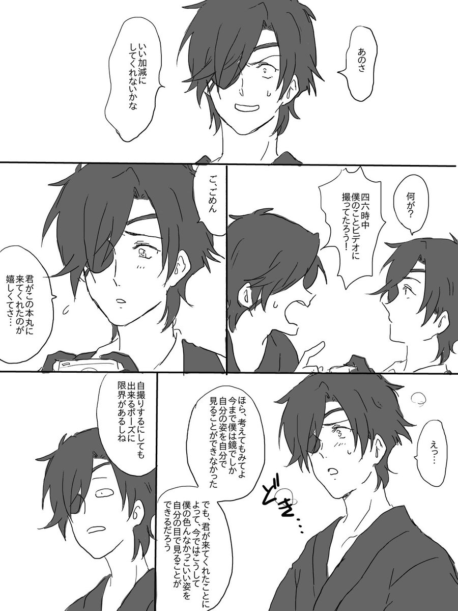 新人くん二振り目×二振り目を観察して改めて自分のかっこよさに酔いしれる一振り目っていう燭燭
(キャラが崩壊しています) 
