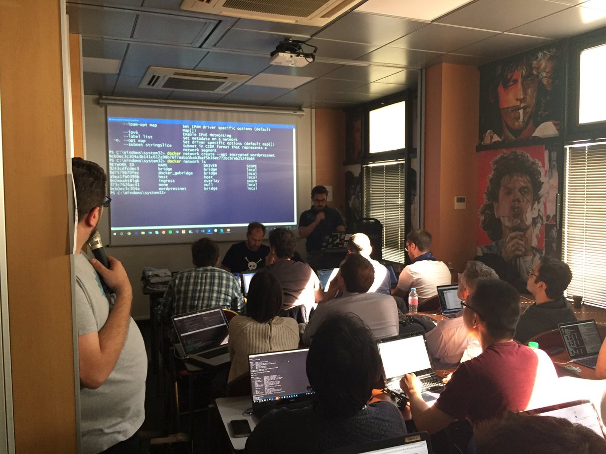 ClusterEuCamp's tweet photo. .@AdrienBlind, @jcorioland &amp; @dgageot rocking the @docker Swarm workshop. https://t.co/Sqzo7hg5hM