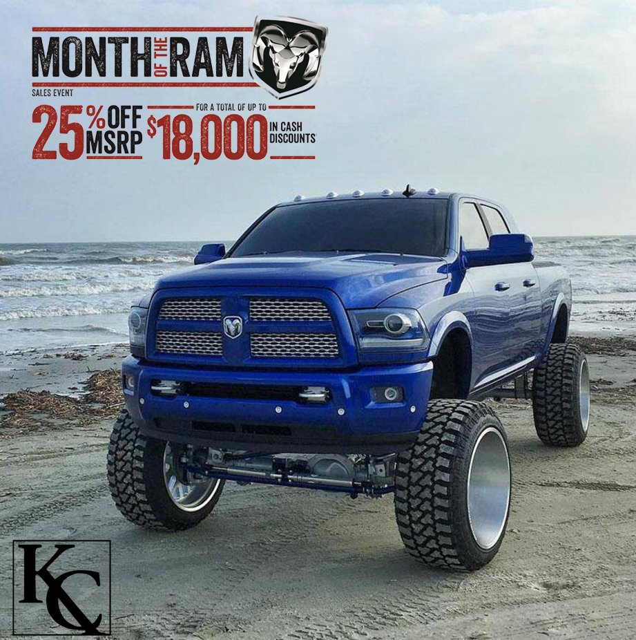 KCPtbo's tweet photo. MAY IS Month of the RAM
25% OFF MSRP 
For a total of up to $18,000 in cash discounts!
HURRY to Kawartha Chrysler Dodge Jeep Ram Fiat TODAY! https://t.co/9cTPPDeAh6