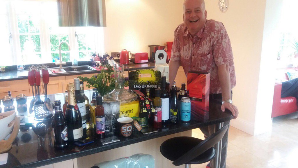 JoshuaJules's tweet photo. Thanks to everyone for your lovely cards & presents. You seem to think I enjoy great quality drink! #knowtheman https://t.co/3Z85ziCf29