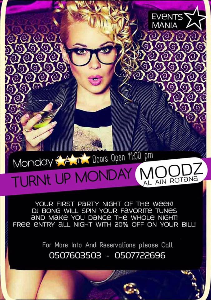 WeAre_TheNight's tweet photo. Get ready tonight #Moodz Rotana, Al Ain for another edition of TURNt UP MONDAY! Free entry &amp; 20% off on your bill. https://t.co/E9eo7gcnoy