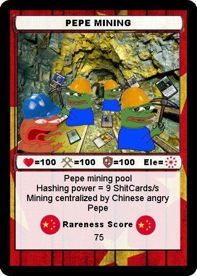 hcarpach's tweet photo. I just sold one of my legendary PEPEMINING cards for 33k PEPECASH (350$). Just in time for the BIG PEPEPUMP 😎💸🐸🚀 #PepeParity @myrarepepe https://t.co/qm7w9itlLI