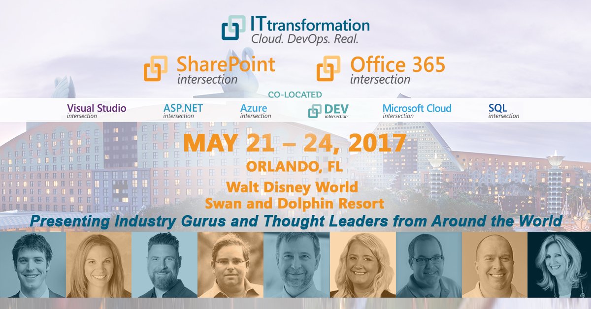 ITtransform_'s tweet photo. Register Now! There's still time &amp; space @SPintersection! Great Sessions! Speakers! Location! @Office365_Tech https://t.co/KgR7CPVopH https://t.co/k1iTDHjoyL