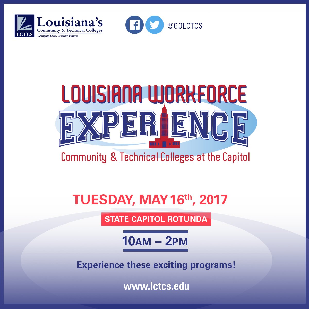 solaccofficial's tweet photo. Join us at t/ state Capitol tomorrow for #LaWorkforce Day  @golctcs We're highlighting our short-term training programs! #CDL #Scaffolding https://t.co/keWeTn3O9R