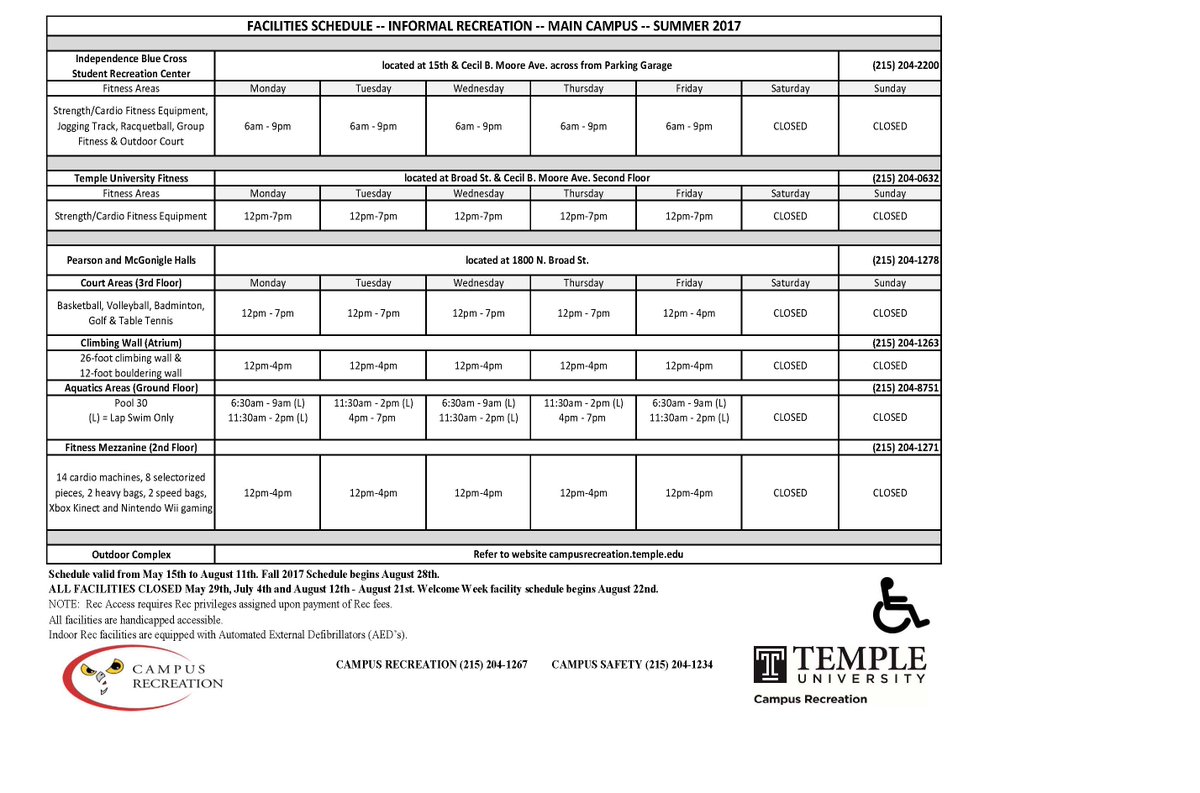 Temple U. Campus Rec (TempleCampusRec) Twitter