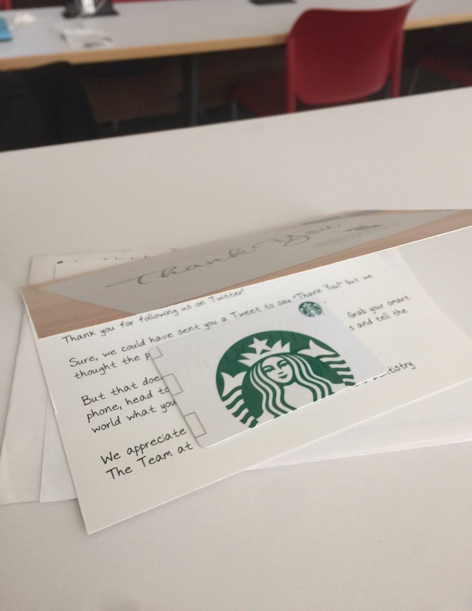 dr_shaughn's tweet photo. Thanks for the #Starbucks gift card, @burlesonortho! It pays to follow dentists on Twitter! https://t.co/C7vxS2laHP