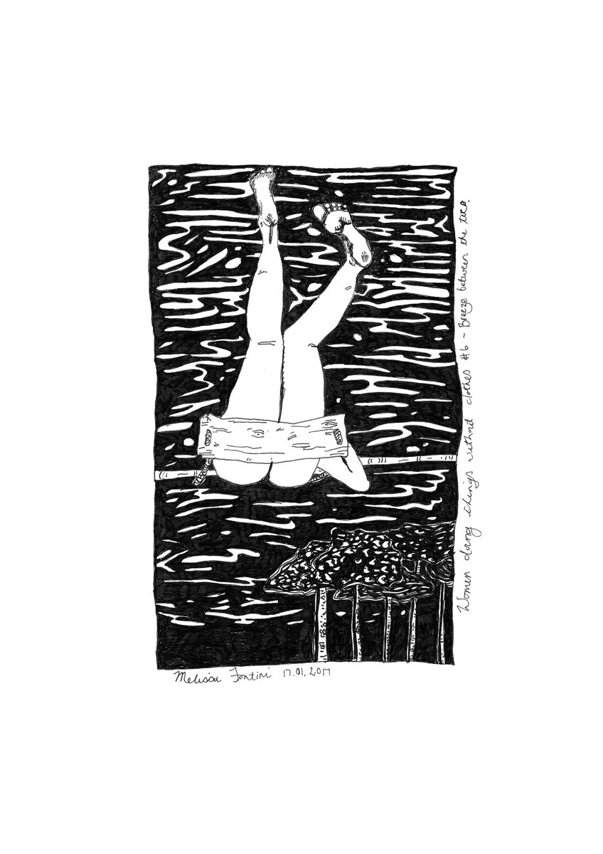 Playful femininity print  by Melissa Fontini in a series "Women doing things without clothes" Orders online from link in our bio. #women