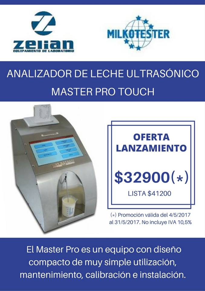 Analizador de leche ultrasónico Milkotester modelo Master Pro Touch
$32.900 MAS IVA 10,5%
Promoción del 4/5 al 31/5
youtu.be/13O-P1MCW7w