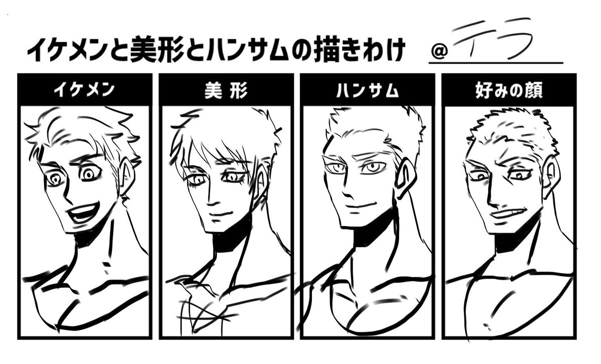 イケメンと美形とハンサムの描きわけ そして 好みの顔 も添えてどうぞ 2ページ目 Togetter