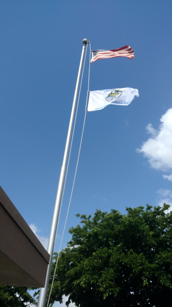 rt_eagles's tweet photo. Flying our Deaf Awareness flag proudly. #RT_eagles https://t.co/hdxiZsuAmL