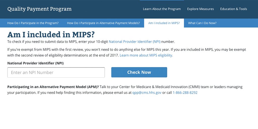 CMSGov's tweet image. Clinicians- CMS has posted a new tool online to help you determine if you need to participate in #MIPS #QPP #MACRA: go.cms.gov/2pOoey0