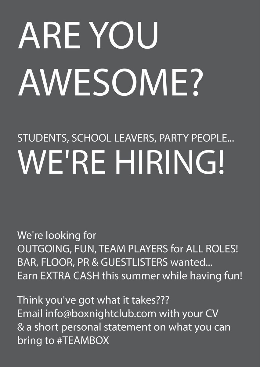 Interviews this week, get in touch now! 🙌🏼 #TEAMBOX