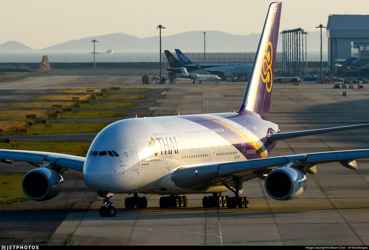 JetPhotos's tweet photo. A @ThaiAirways A380 taxiing for departure in Osaka. https://t.co/DuMooMqXcG © Abram Chan https://t.co/Ws3EVu20Fc