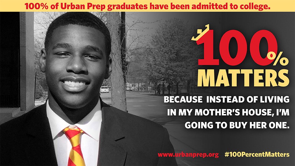 TimKing's tweet photo. .@UrbanPrep did a series of MEMEs celebrating 100% of grads getting into college. This by far is my fav. #100PercentMatters #WeBelieve https://t.co/inj9163jun