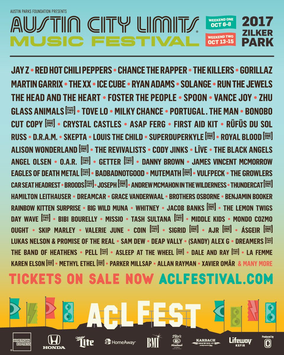 HiBudItsGarrett's tweet photo. #aclfest #SharetheLineup https://t.co/loEB5EMPEb