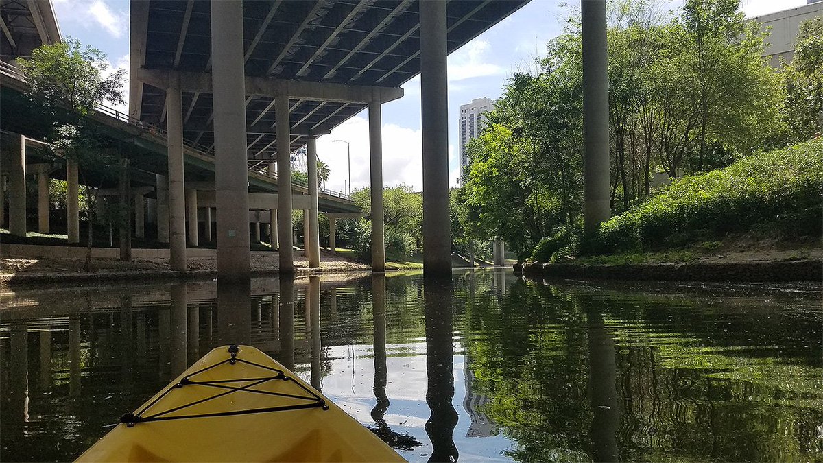 Kayaking tour of Houston's Buffalo Bayou, during KPRCRYAN's Click2Daily