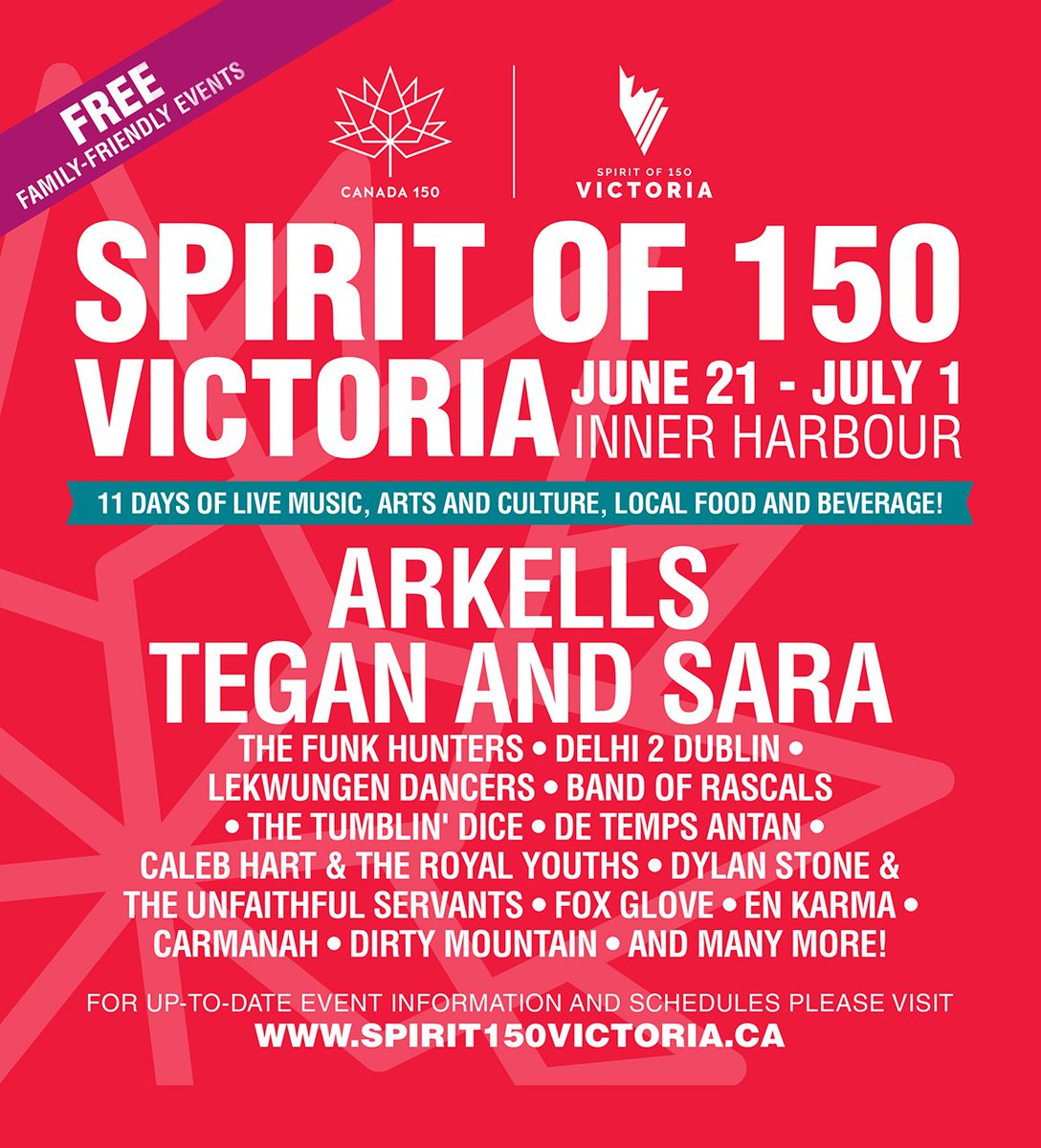 Do250's tweet photo. JUST ANNOUNCED - @Spirit150Vic blows minds w/ 11-day lineup of big-name &amp; local talent on 2 Stages June 21 - July 1 🇨🇦🇨🇦 - #Canada150 https://t.co/KrQMIrmVac