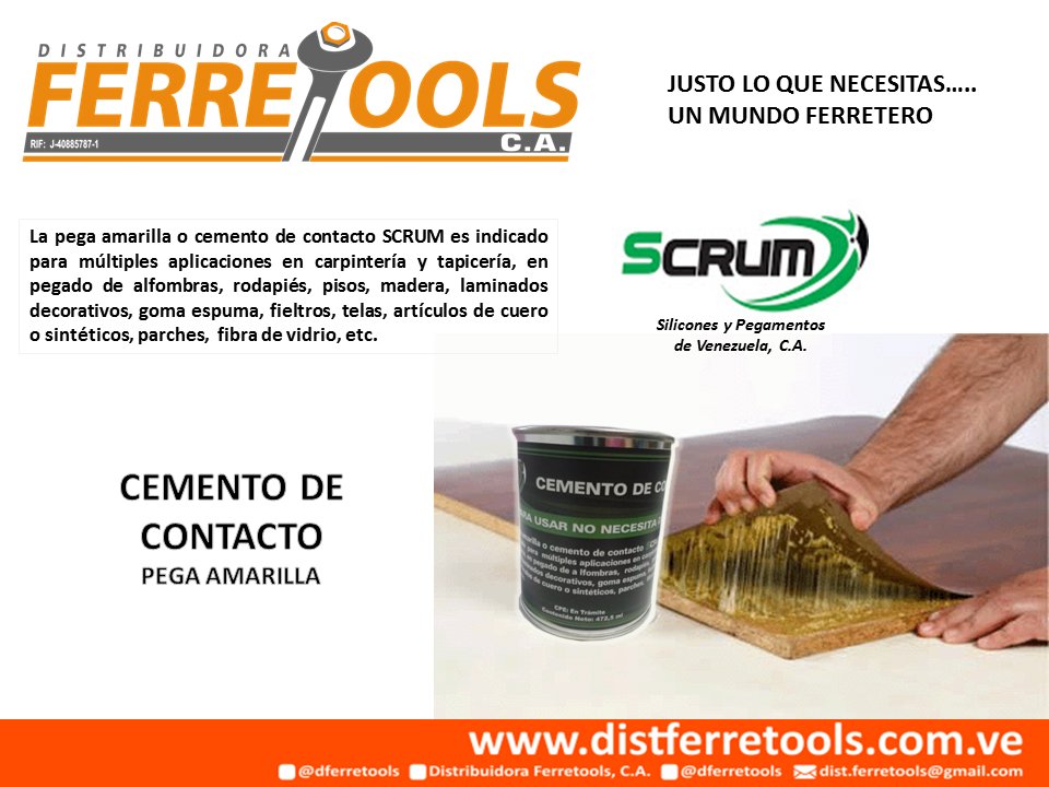 dferretools's tweet photo. La #PegaAmarilla o #CementoDeContacto @Scrumpega es la indicada para múltiples aplicaciones en #Carpintería y #Tapicería https://t.co/NltbmBAeK3