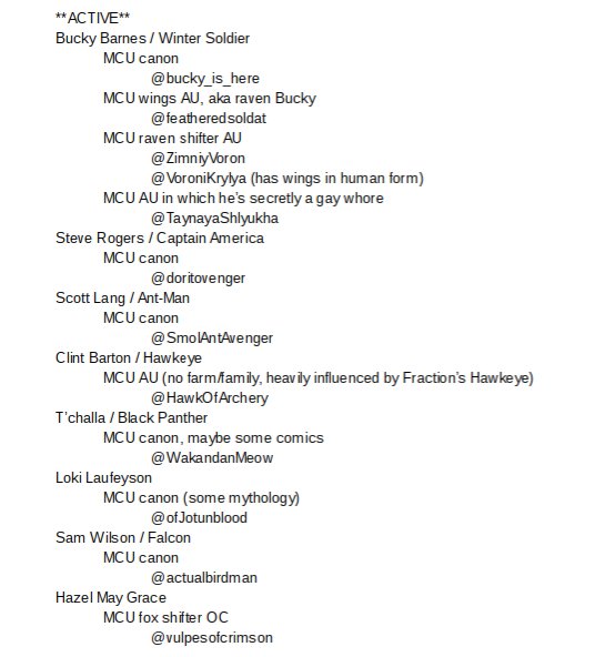 bucky_is_here's tweet photo. //I am open for plotting SLs for any of these accounts. Must be literate. DM me on @featheredsoldat if interested. https://t.co/onsE7QmHgK