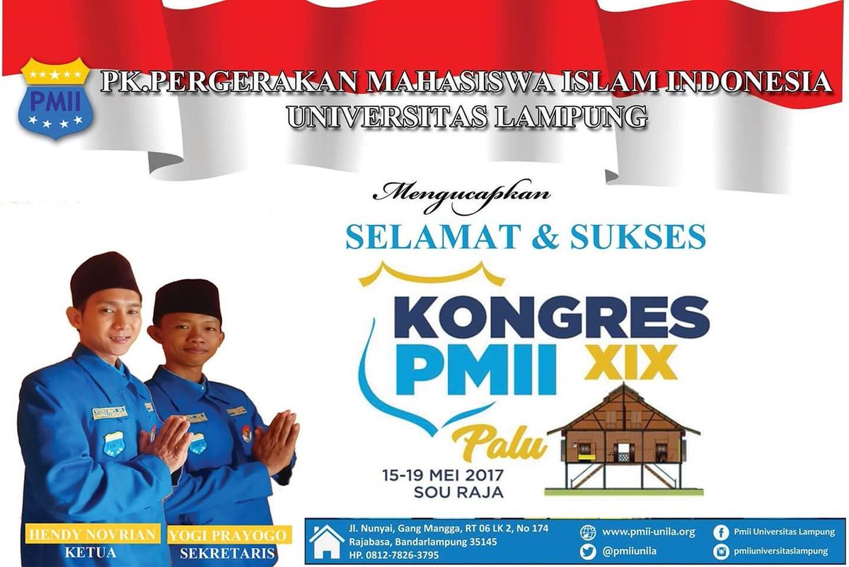 pmiiunila's tweet photo. Selamat dan sukses atas terselenggaranya Kongres PMII ke XIX di Palu 

#KongresXIXPMII 
#updatekongres
#PMII
#Unila https://t.co/ta9N65A7up