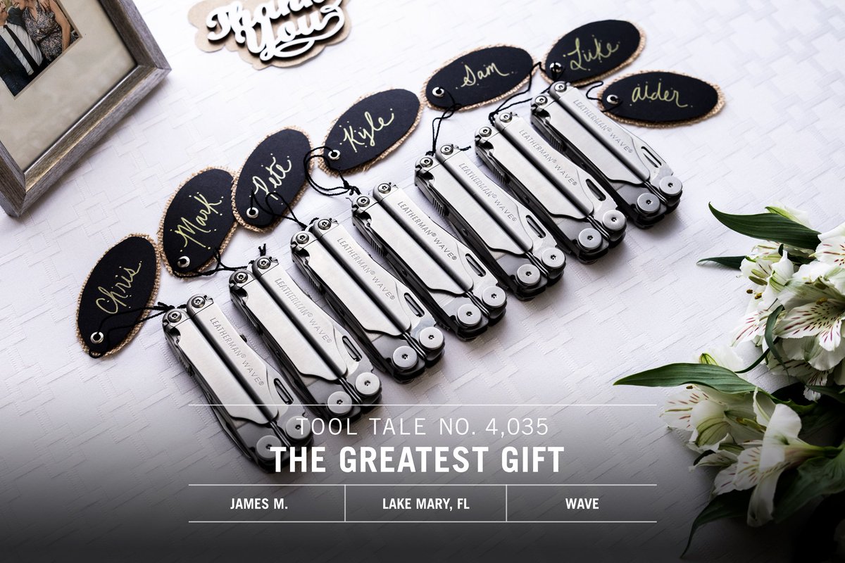leathermannz's tweet photo. For James, this #ToolTale moment led to the perfect groomsmen gift. #ForRealLife #Leatherman https:// https://t.co/uoFxVKQ7K8 https://t.co/Kc8oQiaWKn