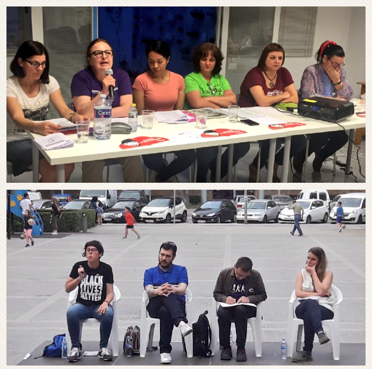 NavarroCueva's tweet photo. Hi ha qui tira de Madrid per celebrar el 15M i qui fa una taula de dones. Toca triar amb quin @Podem_ et quedes. La forma és el fons. https://t.co/MkSbTh5oin