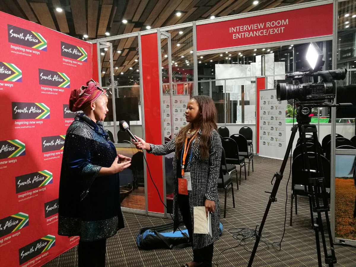 Tourism_gov_za's tweet photo. Minister Tokozile Xasa speaking to Rofhiwa from CNBC Africa about  highlights of #INDABA2017, it's growth towards tourism in the continent https://t.co/IzghhdEcyA