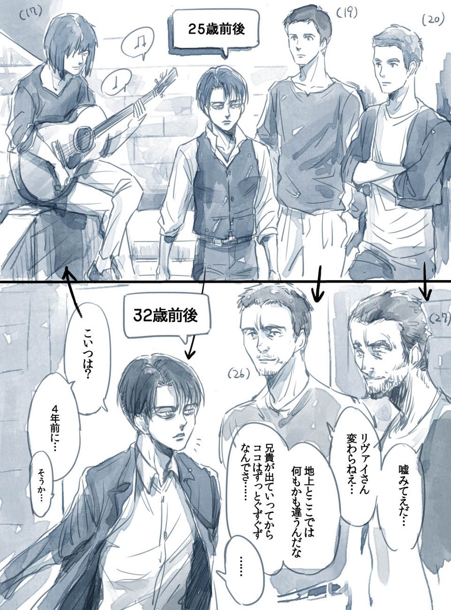 No Twitter 地上の巨人事情も知らず とりあえず地下から抜け出せないかつてのリヴァイ の仲間たちは 人類最強な冠をいただきながらも 自分たちを救い出せない リヴァイ の事を ヒーローとしては見れないんだろなー て でも リヴァイをボスと仰いでいたあの時