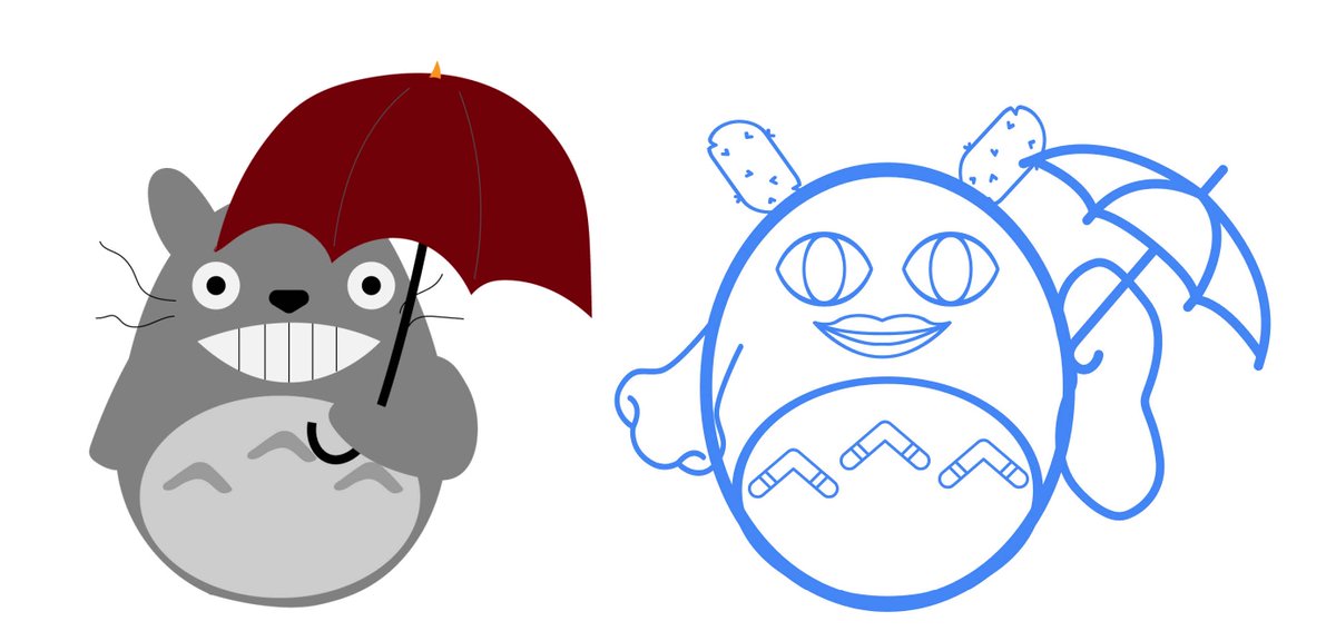 TribeTransfigur's tweet photo. #AutoDrawWithJazza the left is a #totoro I made in Adobe Illustrator, the right was made with Auto Draw only with the available images 😬 https://t.co/zrMwhKIyF8