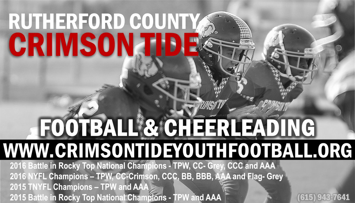 It's that time of year again. REGISTRATION!!! Goto crimsontideyouthfootball.org or come out to Veteran's Memorial Park, Saturday, 12:00 til 4:00.