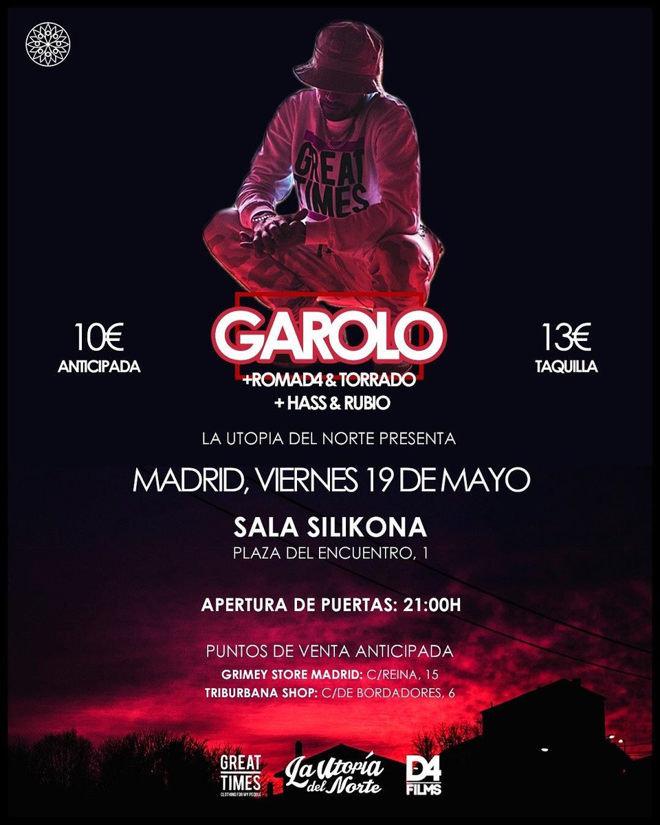 Leredent's tweet photo. @garoloko33 en Madrid!!
Viernes 19 Mayo!! @salasilikona 
Nuestro amigo @dcuatrostudio tambien en el show!!
21:00h https://t.co/HGMQXkwRga