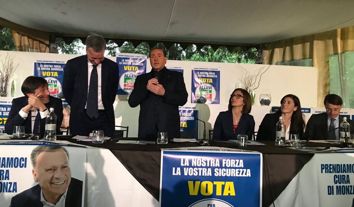 fabri_sala's tweet photo. Presentata con nostro Presidente Silvio #Berlusconi lista di #ForzaItalia per Dario Allevi sindaco, dall'11/06 prendiamoci cura di #Monza https://t.co/pGM3XQxMOY