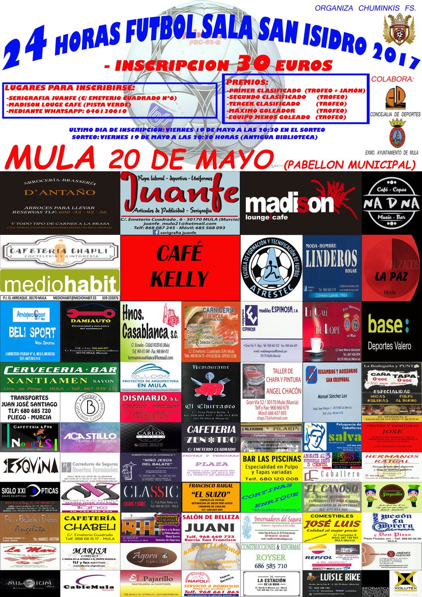 24 Horas de Fútbol Sala San Isidro 2017 en Mula (Murcia). RT PORFA