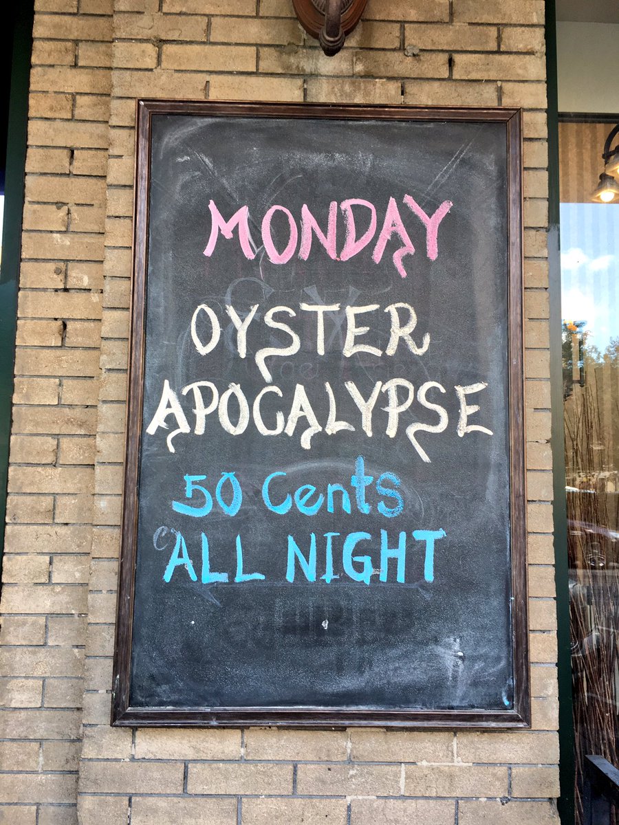 ProhibitionHTX's tweet photo. Join us for Oyster Apocalypse every Monday! The oysters are 50 cents ALL NIGHT! https://t.co/HltTwrrMyw