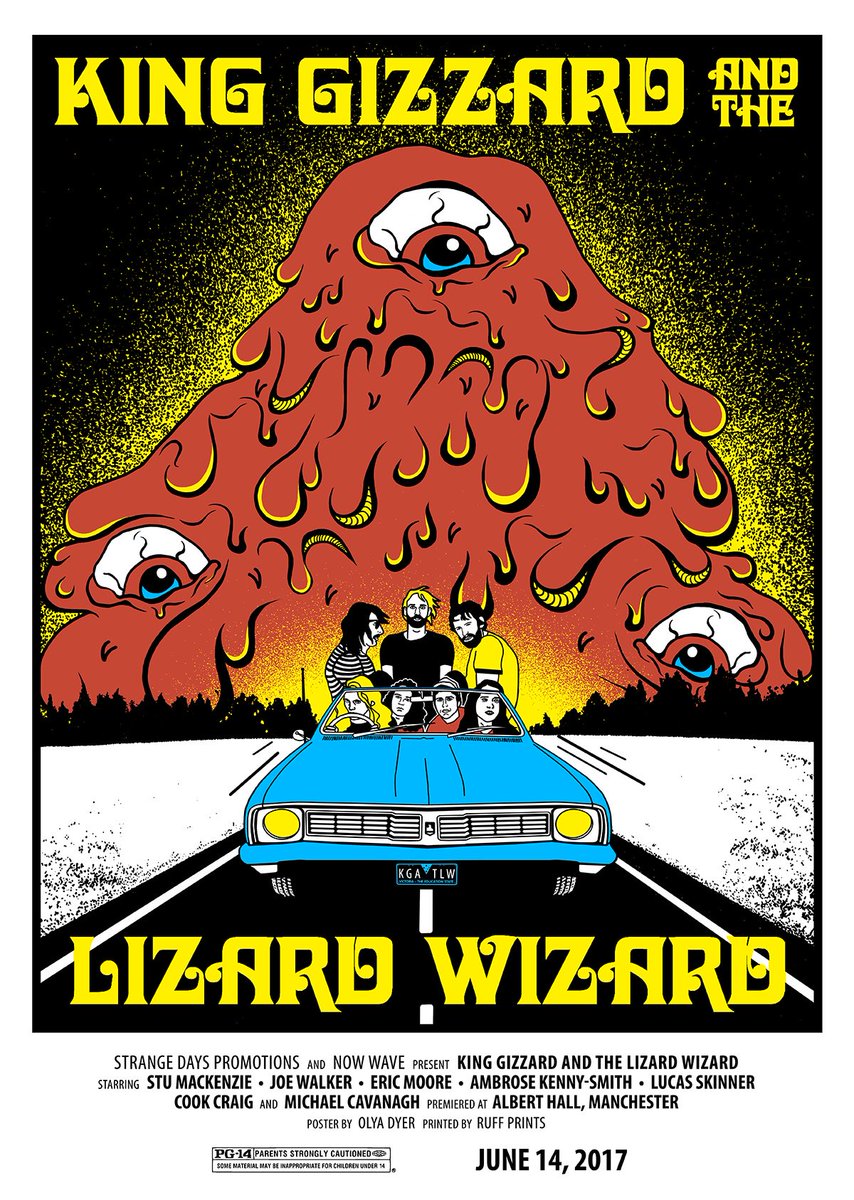 AT THE @kinggizzardband SHOW <a href="/Alberthallmcr/">Albert Hall</a> 100 LTD EDITION HAND SCREEN PRINTS WILL BE AVAILABLE. DESIGN <a href="/olyadyer/">Olya Dyer</a> 
PRINTED BY RUFF PRINTS.