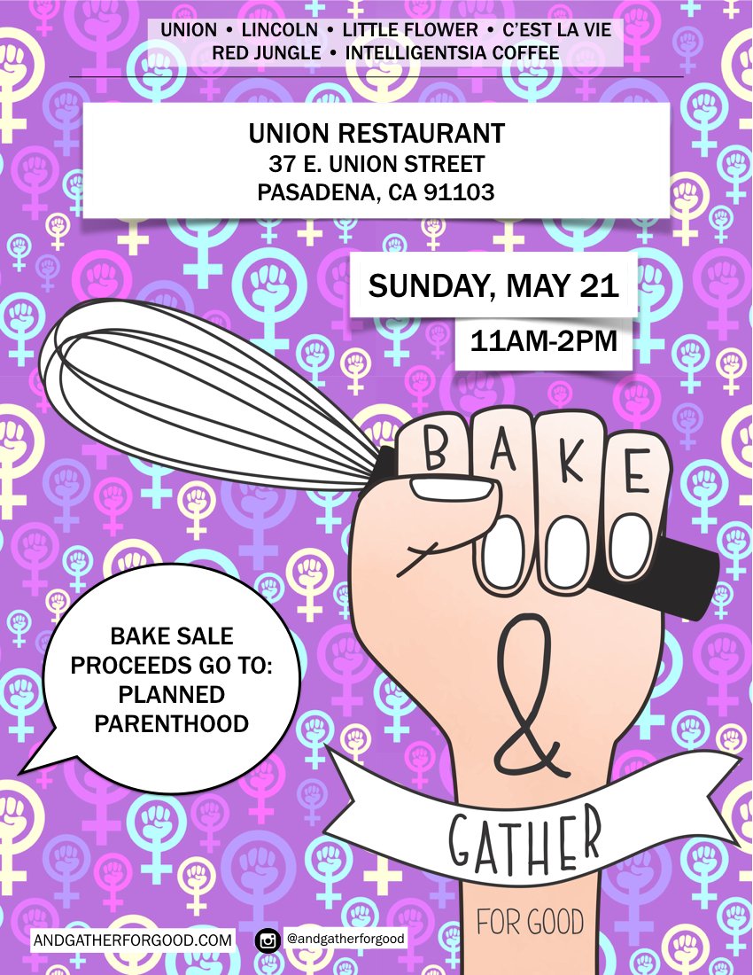 Join us on Sunday, May 21st for Bake &amp; Gather - we are raising funds for our local #PlannedParenthood Chapter!
