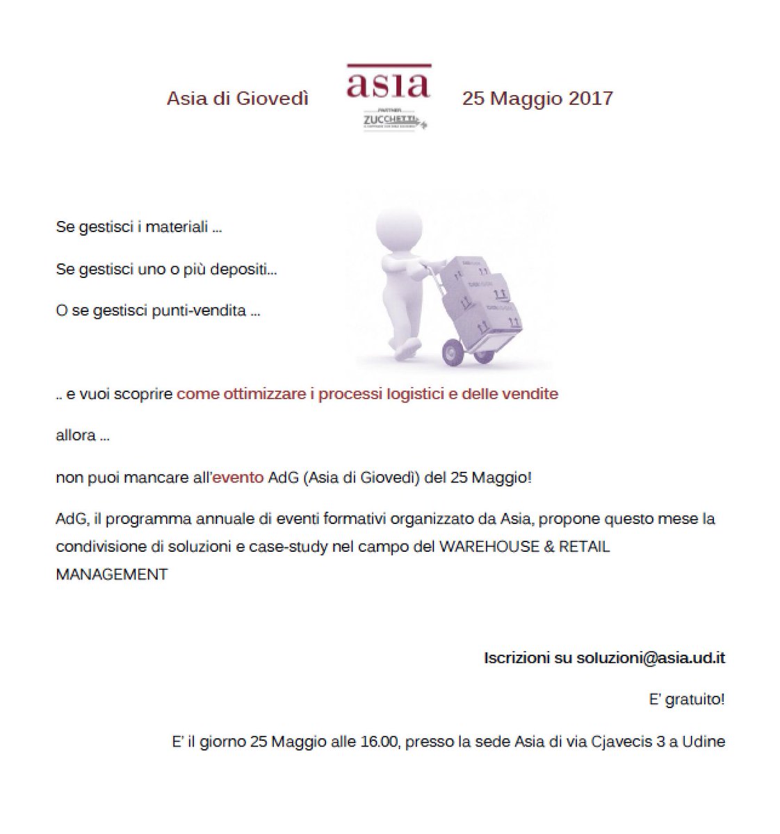 AsiaSrl's tweet photo. Vi aspettiamo il prossimo 25 maggio alle ore 16 presso la nostra sede di Asia Udine. Evento gratuito. https://t.co/5YrNGP4Glp