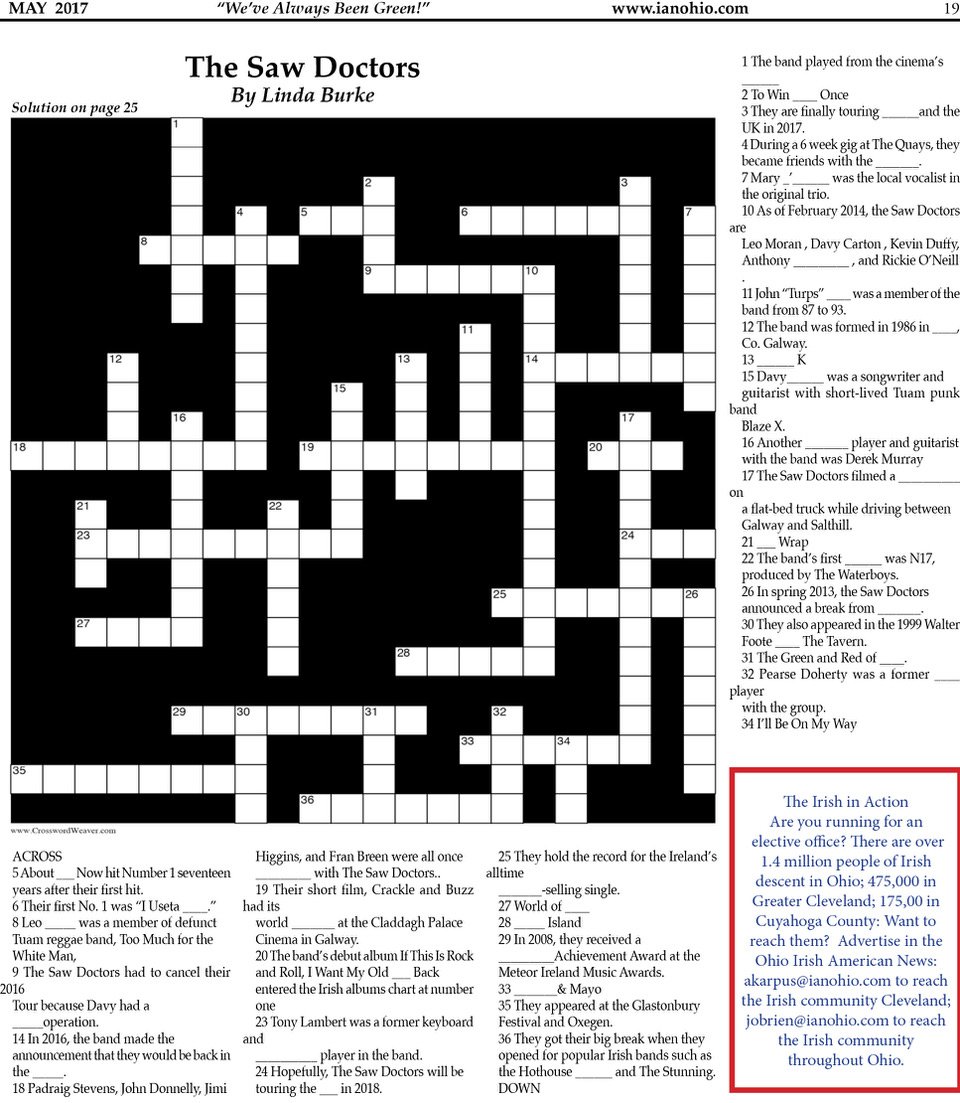 John Obrien Jr On Twitter The Saw Doctors Crossword - 