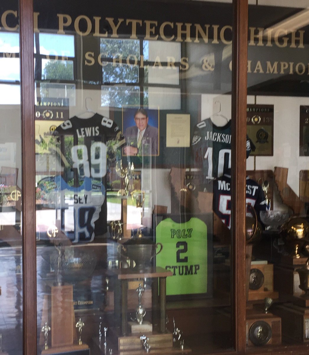 DanDstump's tweet photo. LB Poly is first class - what an honor to have my son's jersey hanging with these guys. Helping his memory live on. #LIVELIKEDYLAN https://t.co/XvvTICXVRh