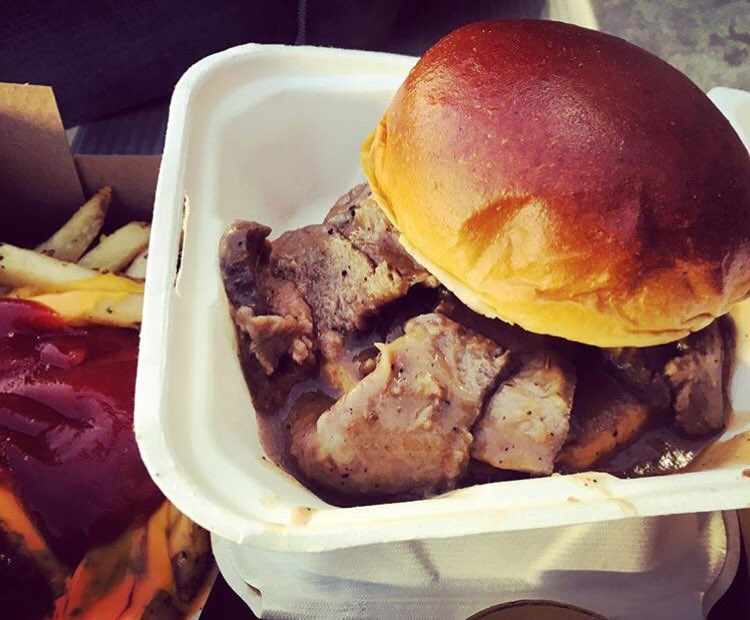 BabyMangia's tweet photo. In honor of #DerekJeterNight we  celebrated with this killer steak sandwich and cheese fries! @Yankees #nyy #nycfoodie #steak #mangiababy https://t.co/dvAWJXJDEj